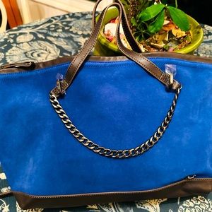 Ladies Halston Heritage blue suede satchel